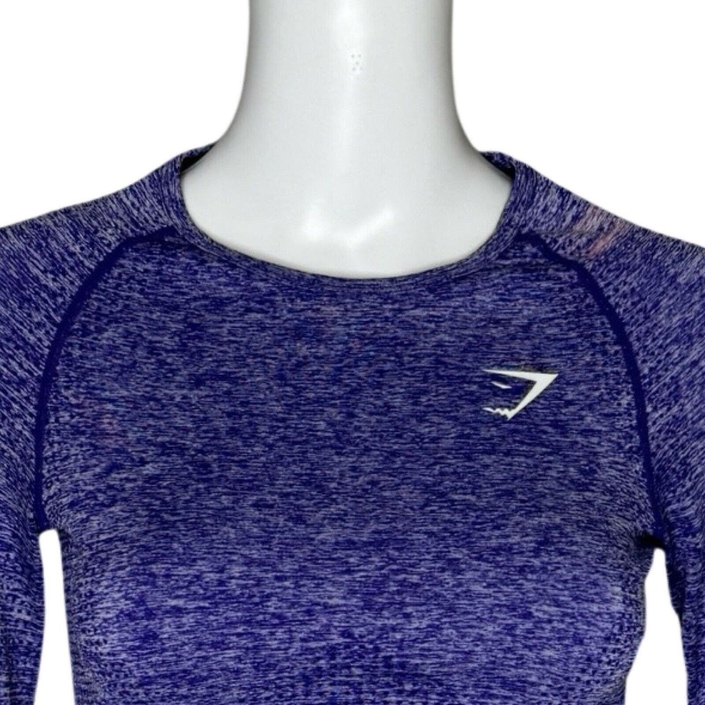 Gymshark Shirt Womens Medium Purple Seamless Crop Top Neutral Workout Athleisure - Picture 5 of 8